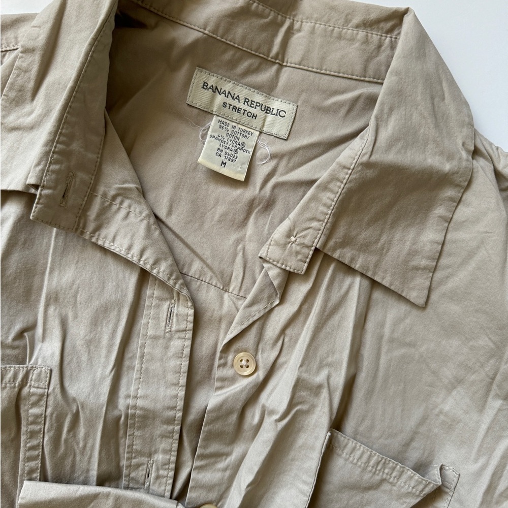Banana Republic Beige Khaki Button-Up Shirt